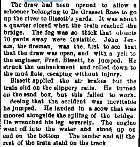 1107b The Daily Times (New Brunswick, NJ)  Thursday, November 7, 1895 Wreck - Engine goes into the South River p2