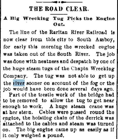 1109 The Daily Times (New Brunswick, NJ)  Saturday, November 9, 1895 Engine fished out of South River